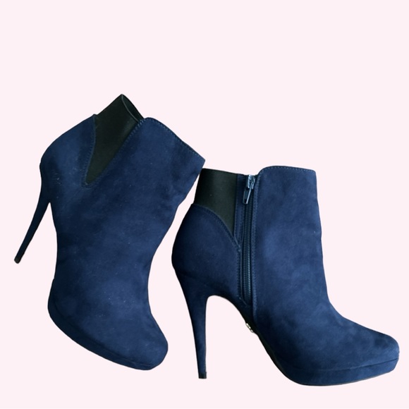 Thalia Sodi Shoes - Blue Suede Ankle Boots
